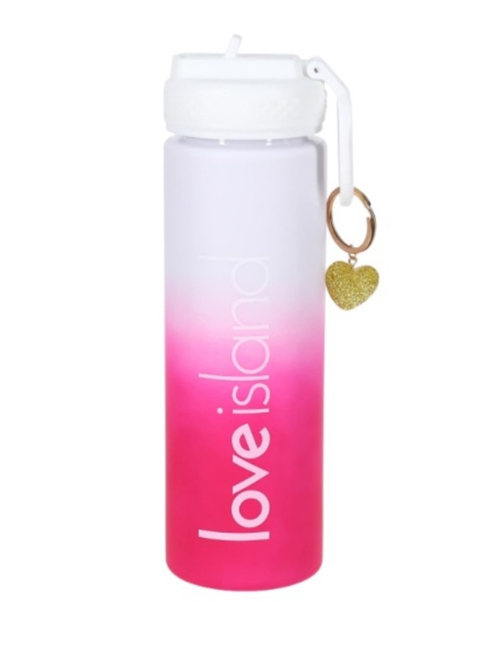 Love Island Water Bottle with Heart Keychain / Charm